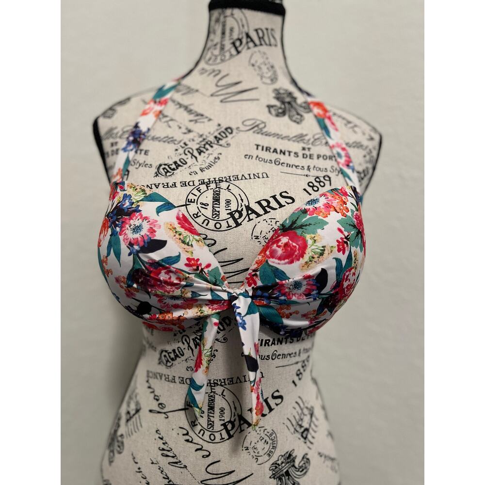 H&M Bikini Top Size 36C Floral Print Padded Top Beach Vacation Resort Festival